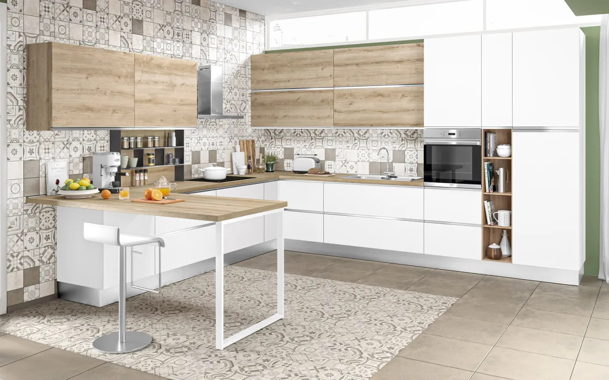 Cucina componibile bianco matt, quercia: Oasi