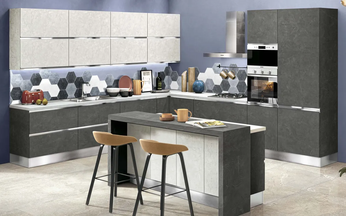 Cucina componibile stucco piombo, stucco bianco: Selly