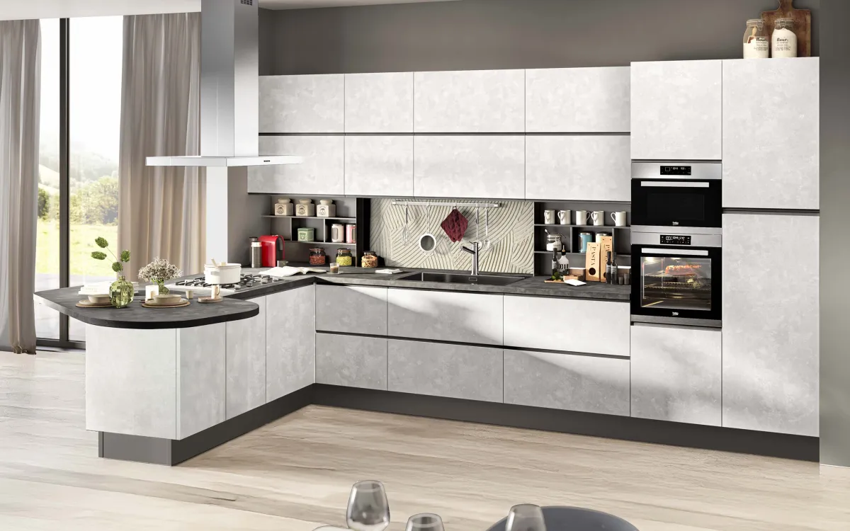 Cucina di design  bianco e avorio