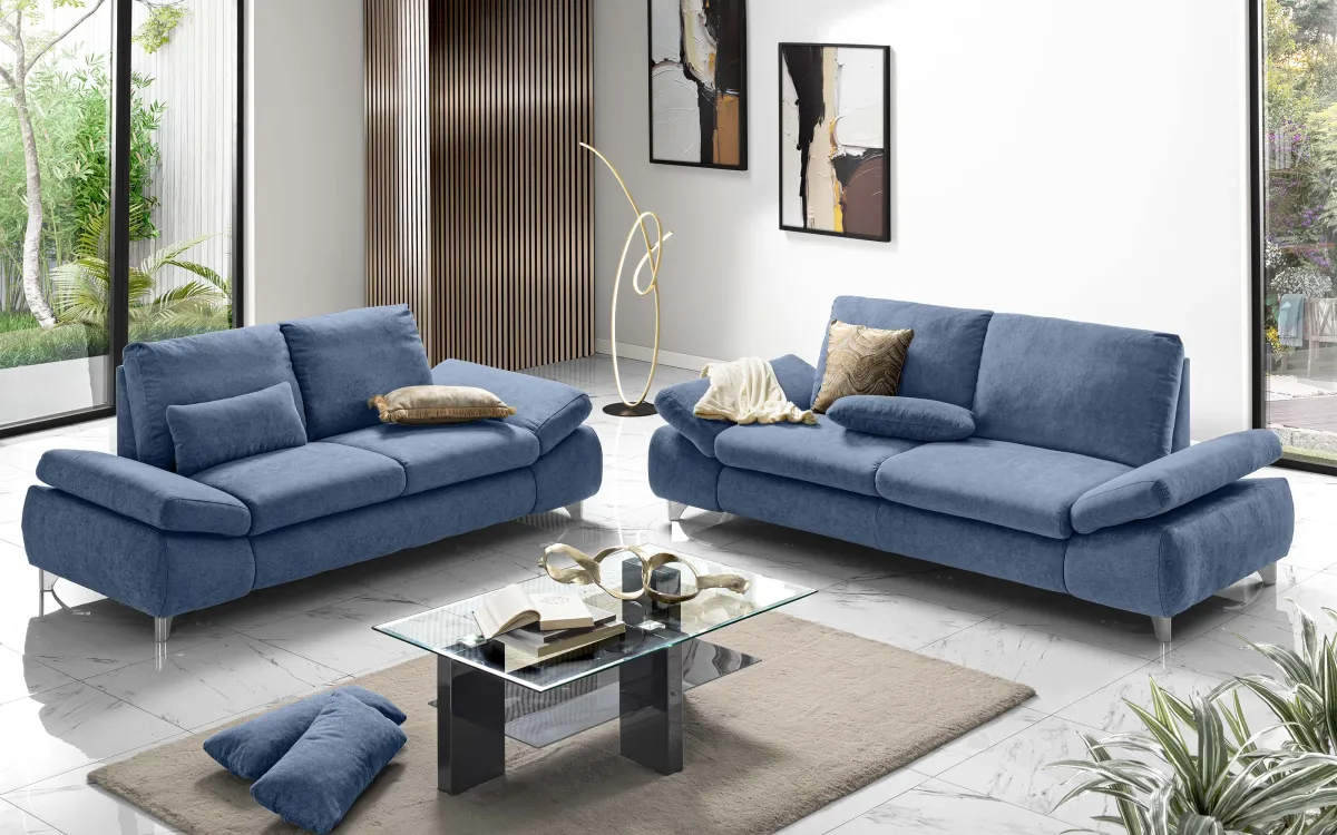 Divano 2 posti tessuto plutone azzurro: Astra