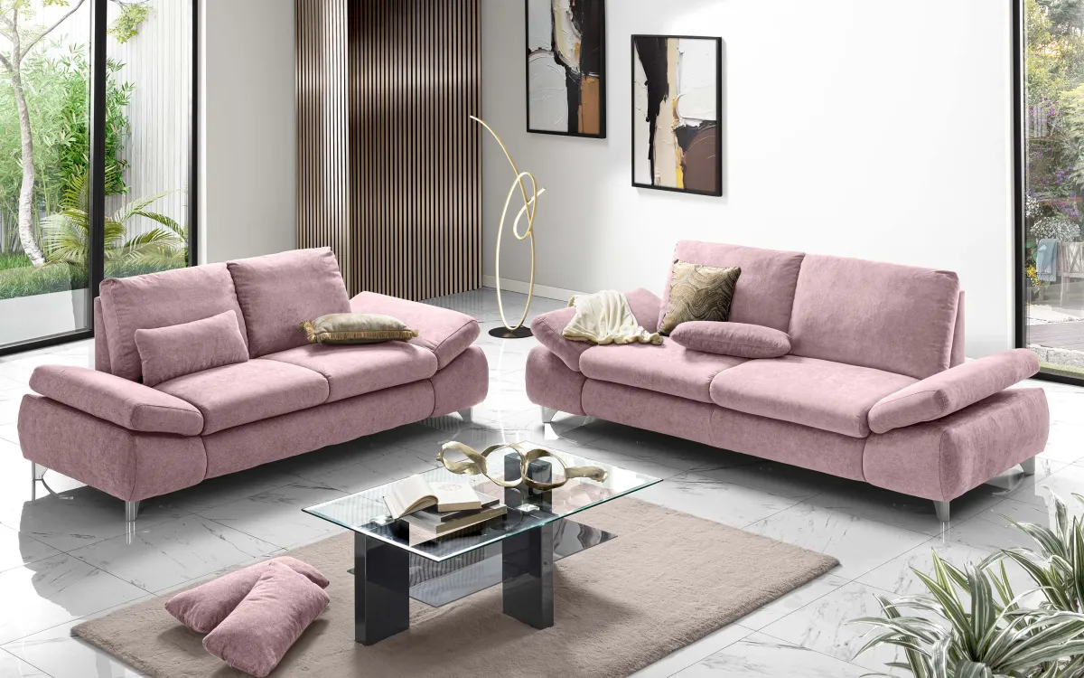 Divano 2 posti tessuto plutone rosa: Astra
