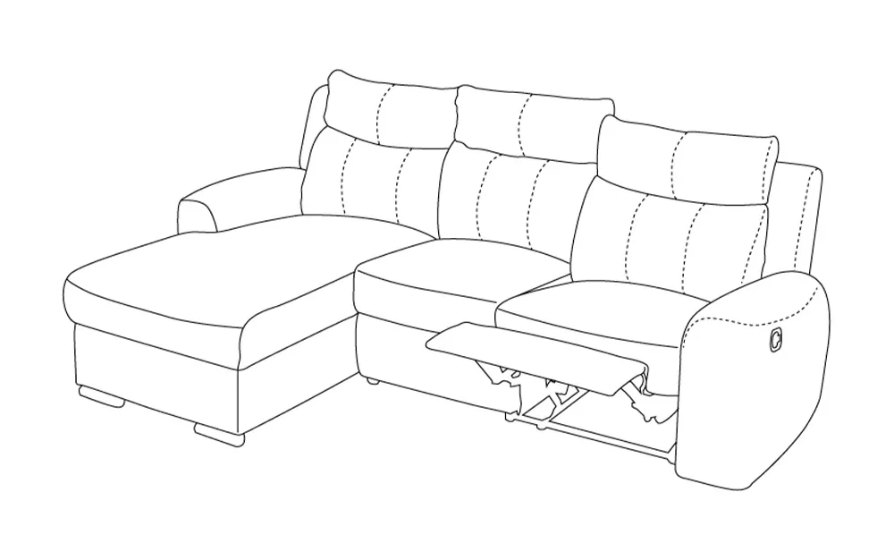 Divano angolare con penisola sinistra - recliner elettrico rivestimento fibra olive grey: Positano