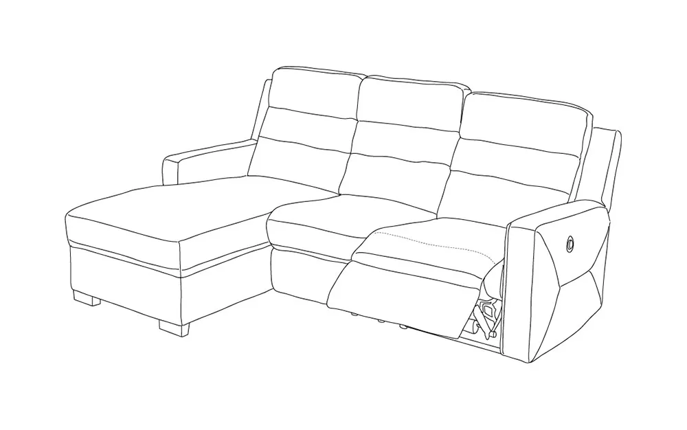 Divano angolare con penisola sinistra - recliner elettrico tessuto mlk fumo: Milos