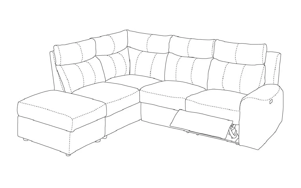 Divano angolare con pouf con penisola sinistra - recliner manuale rivestimento fibra elephant: Positano