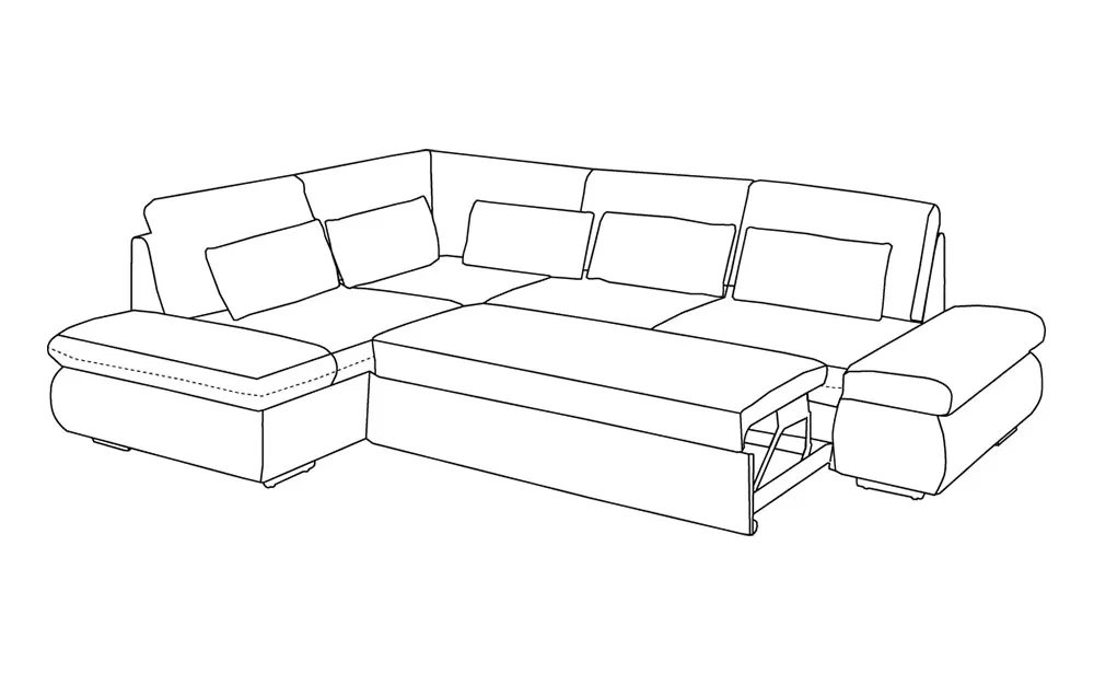 Divano letto angolare con cassetto a sinistra - meccanismo estraibile tessuto new lucca beige: Alice