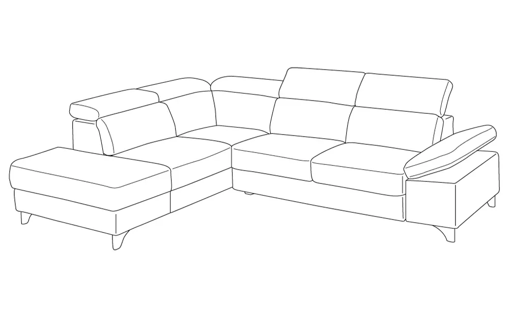 Divano letto angolare con pouf contenitore sinistro - meccanismo estraibile tessuto arcadia milk: Venere