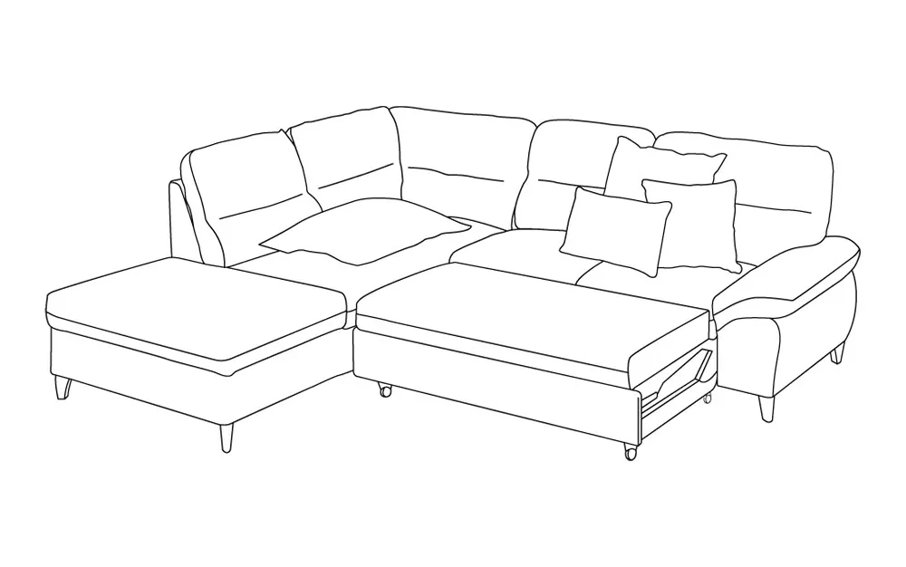 Divano letto angolare con pouf contenitore sinistro - meccanismo estraibile tessuto grigio scuro: Zante