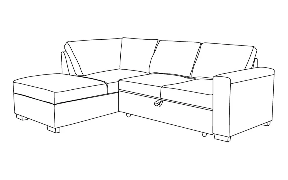 Divano letto angolare con pouf contenitore sinistro - meccanismo estraibile tessuto loto new green: Liberty