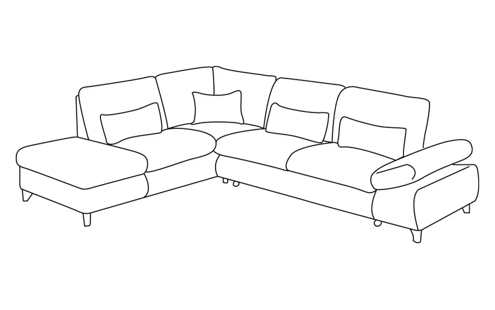 Divano letto angolare con pouf contenitore sinistro - meccanismo estraibile tessuto penelope antracite: Astra