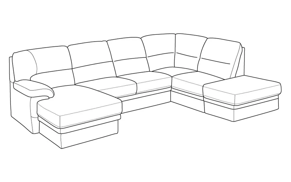Divano letto doppio angolo con pouf contenitore destro con penisola sinistra - meccanismo estraibile rivestimento ego elephant: Sara
