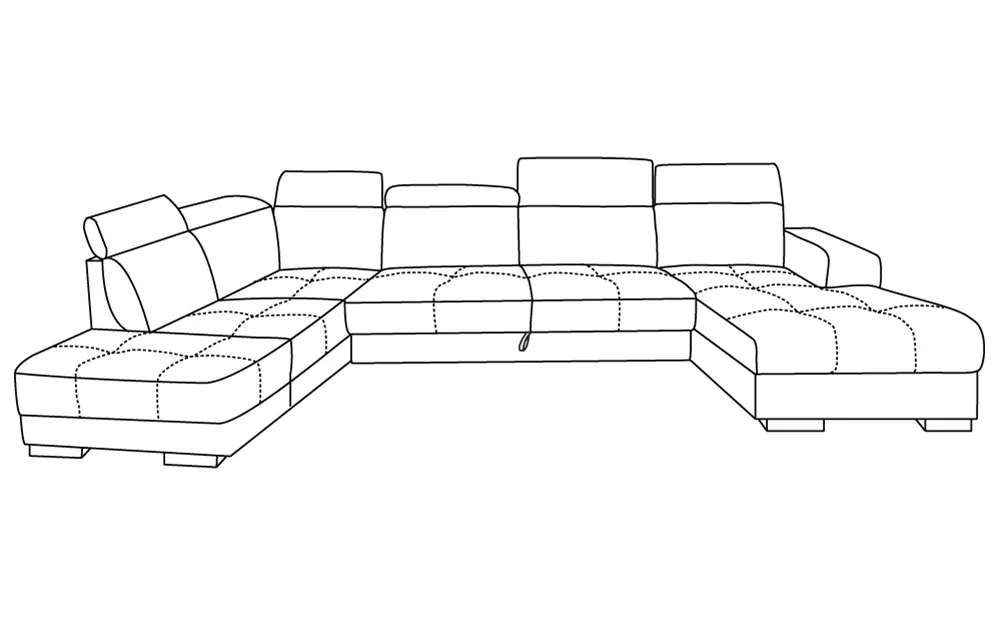 Divano letto doppio angolo con pouf contenitore sinistro con penisola destra - meccanismo estraibile tessuto kampa stone: Lisa