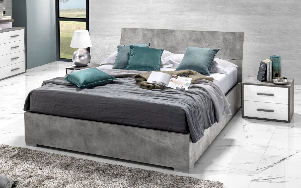 Letto contenitore matrimoniale cemento bronx: Diana