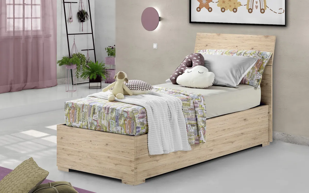 Letto contenitore singolo quercia: Eleonora