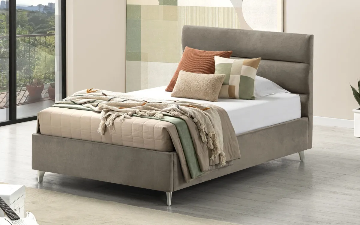Letto contenitore una piazza e mezza lungo tessuto loto brown: Noah