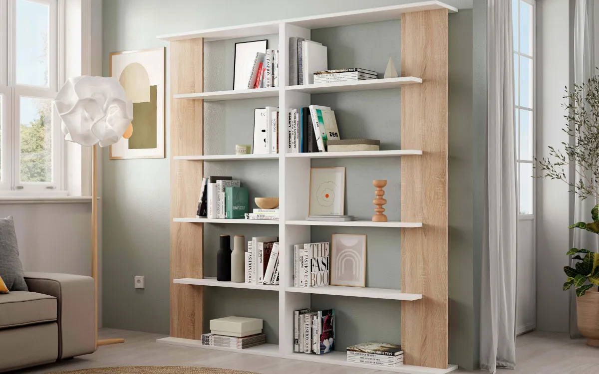 Libreria bianco artik, effetto rovere: Alida