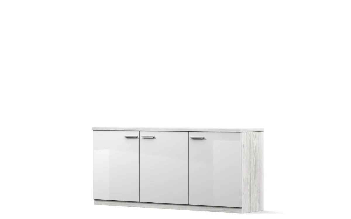 Madia con zoccolo 3 ante effetto bianco altea, bianco lucido: Skema