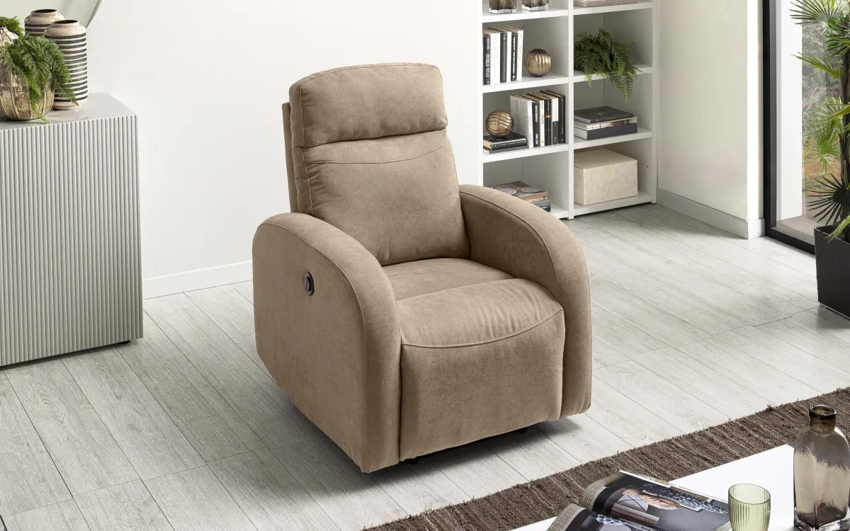 Poltrona - recliner elettrico tessuto mlk beige: Maiori