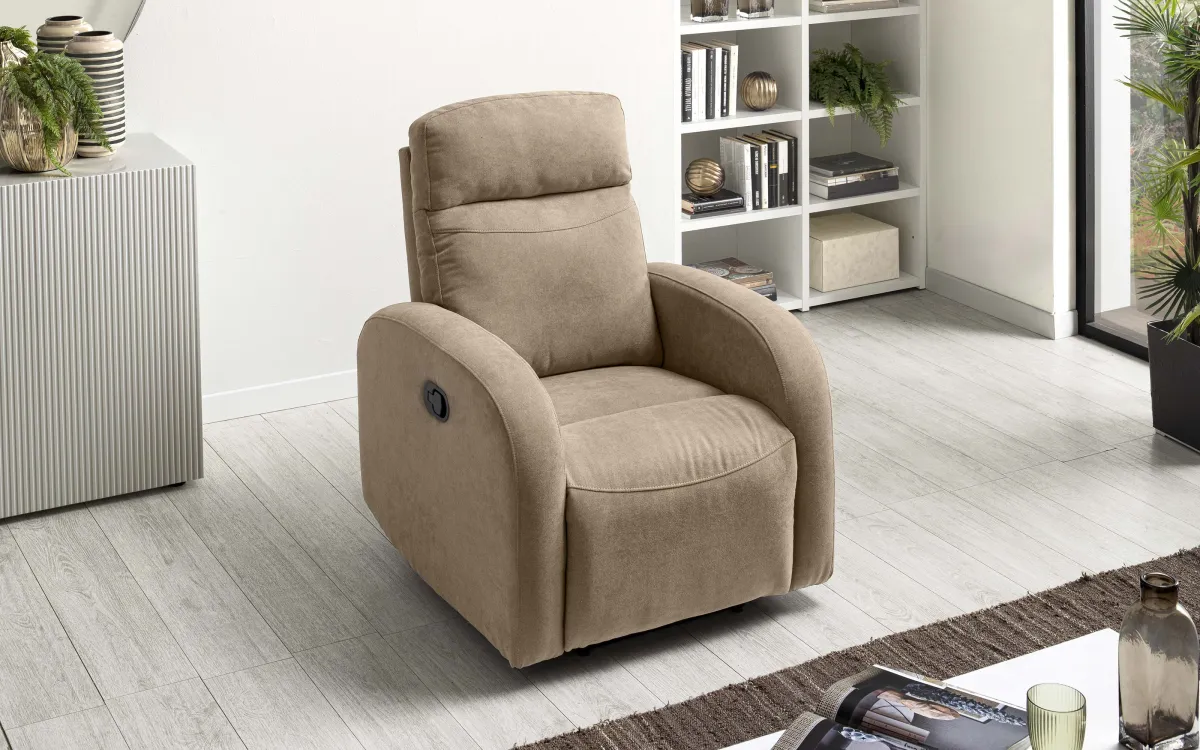 Poltrona - recliner manuale tessuto mlk beige: Maiori