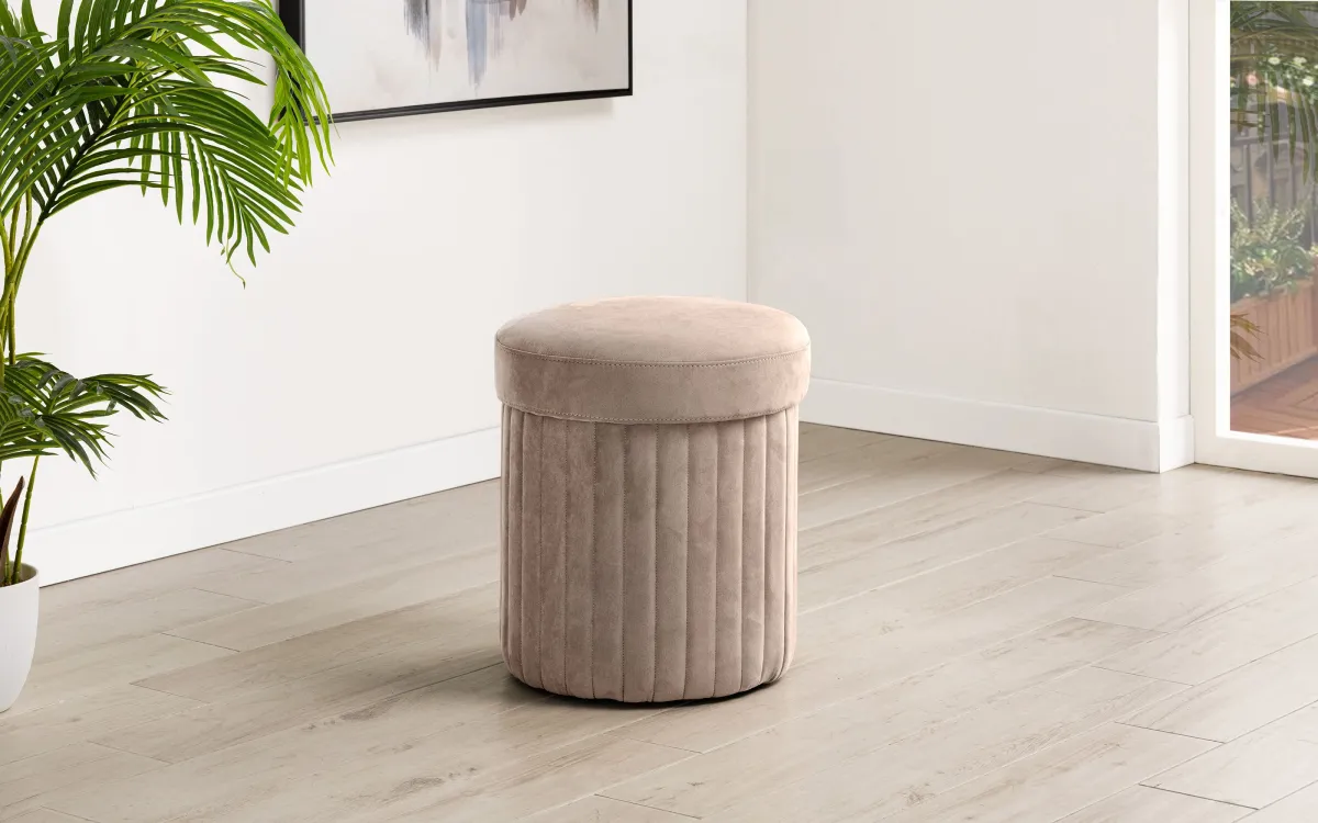 Pouf contenitore tessuto loto beige: Max