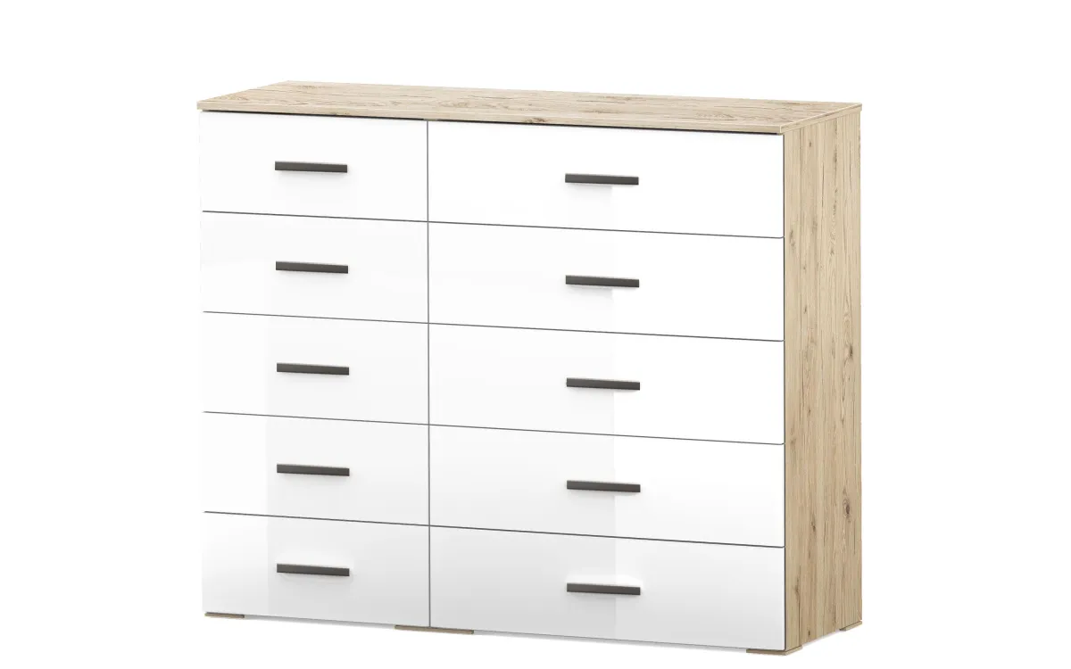 Settimino xl 10 cassetti quercia, bianco assoluto: Giada