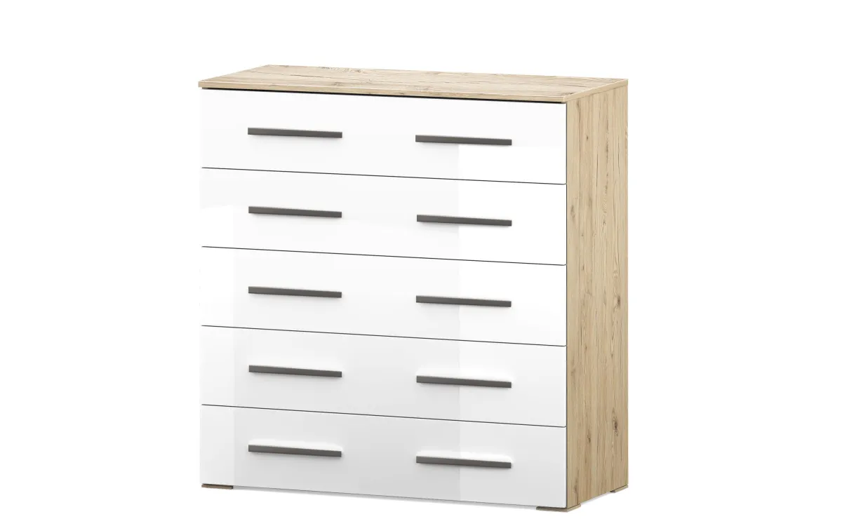 Settimino xl 5 cassetti quercia, bianco assoluto: Giada