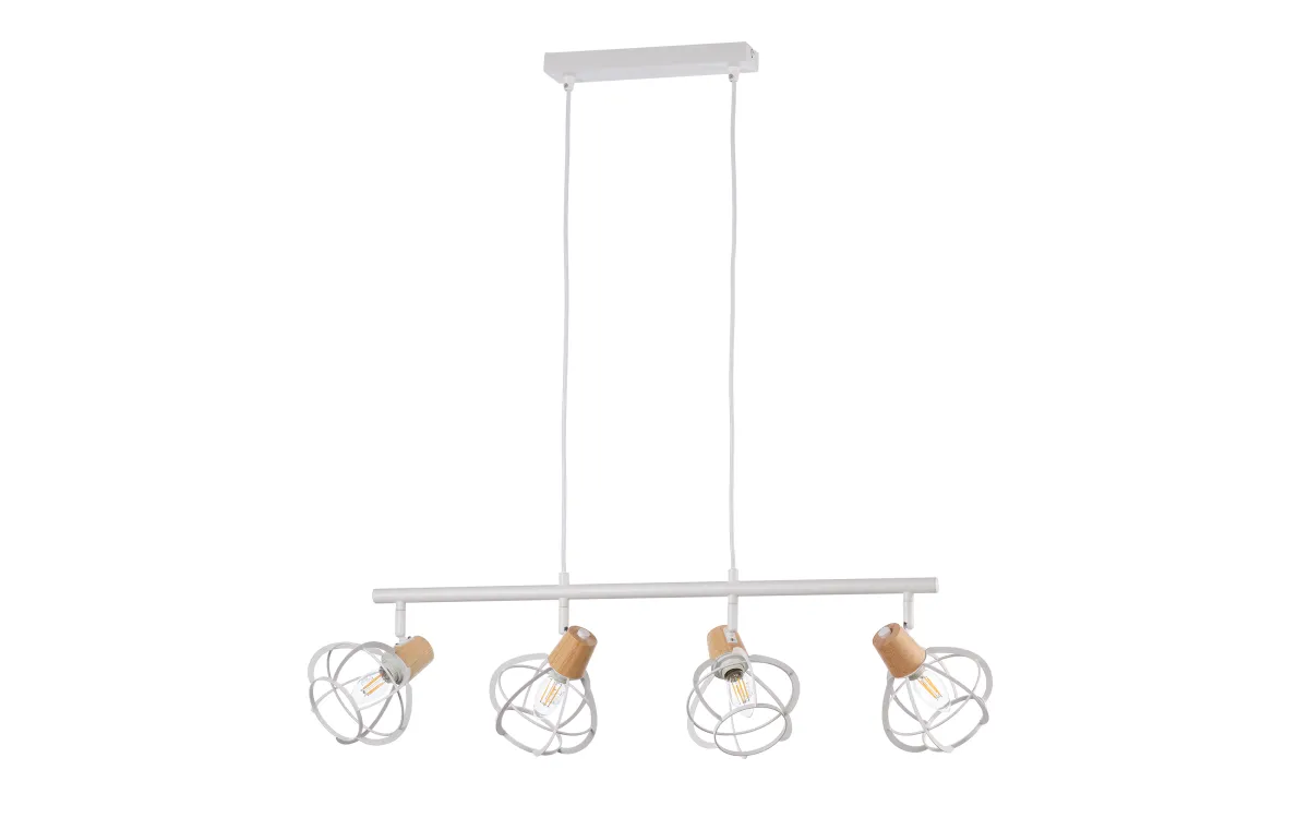 Sospensione con gabbietta e14 4 luci senza lampadina bianco: Ginger