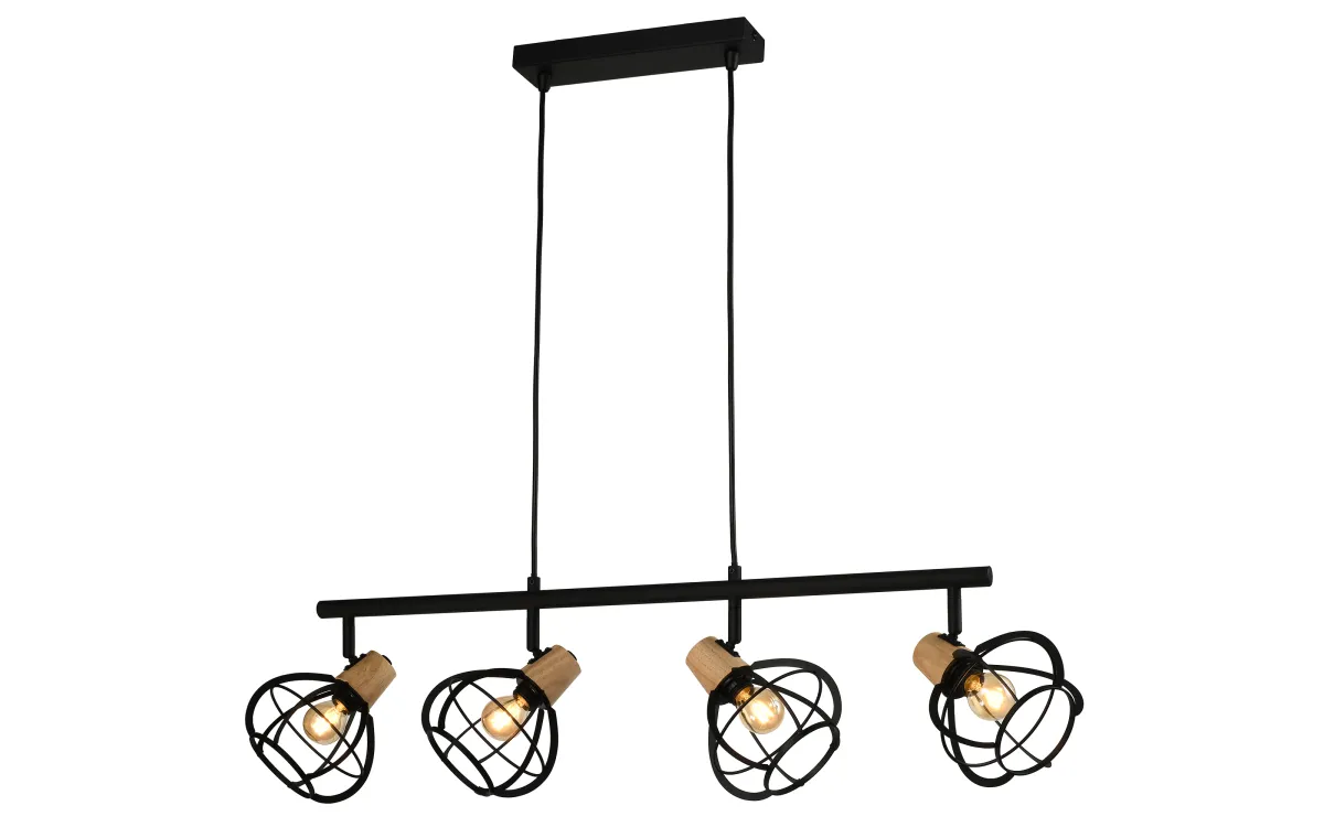 Sospensione con gabbietta e14 4 luci senza lampadina nero: Ginger
