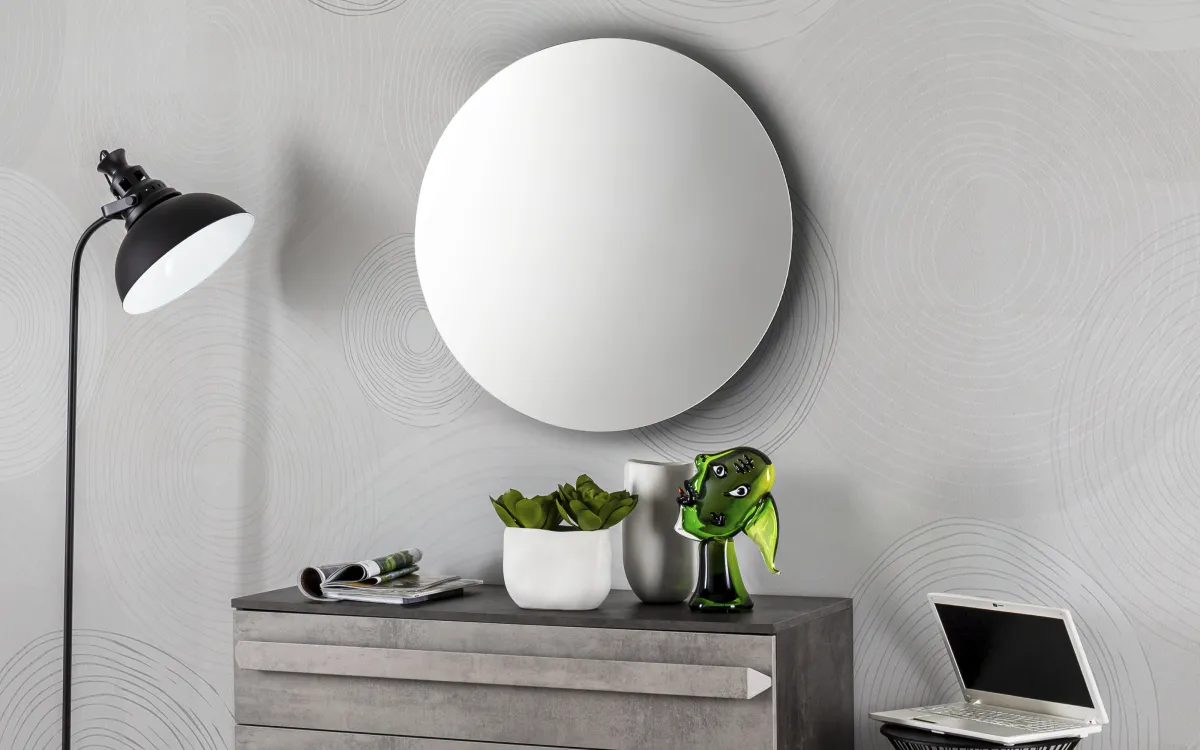 Specchio tondo retroilluminato perimetrale con striscia neon led ed interruttore touch sul bordo : New daphne