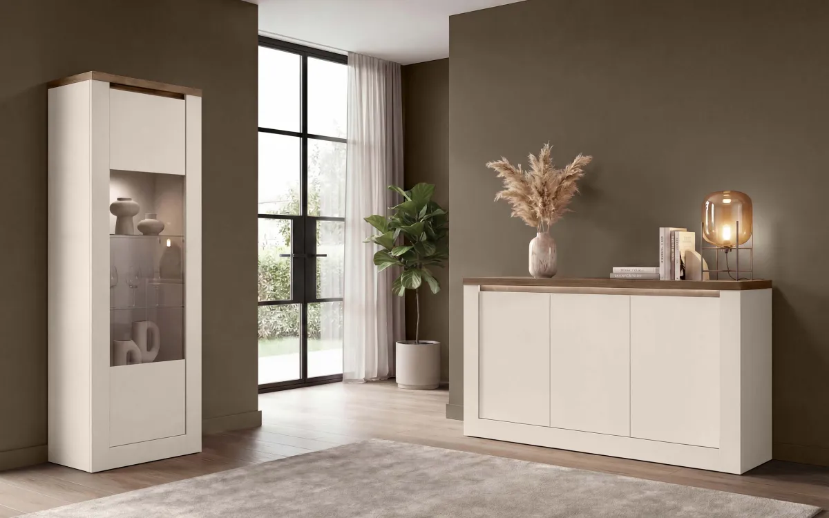 Vetrina 1 anta cashmere, effetto noce mercure: Fantasy