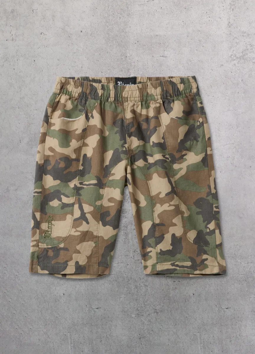 100% Linen Shorts Camo