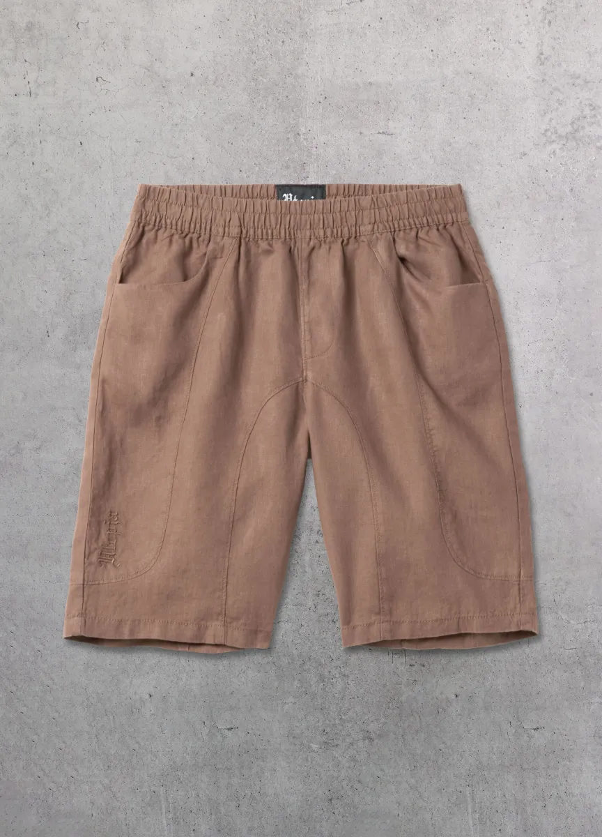 100% Linen Shorts Mocha