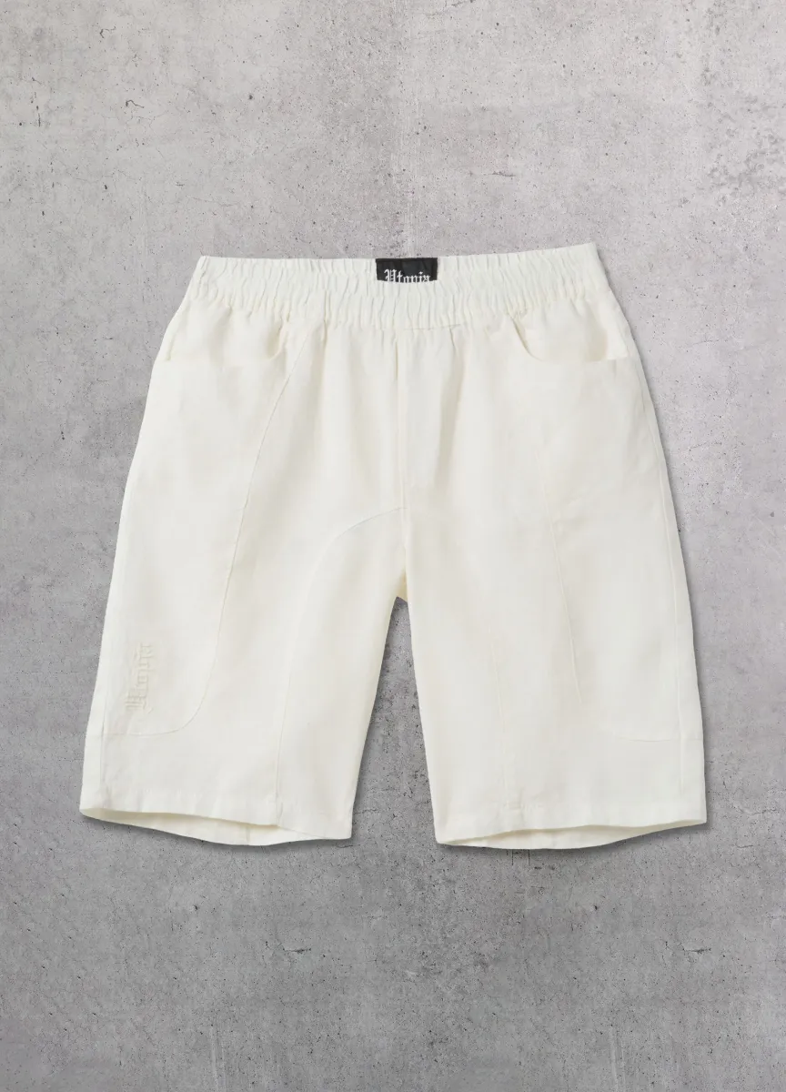 100% Linen Shorts White
