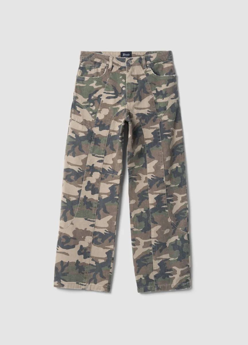 Baggy Denim Washed Camo