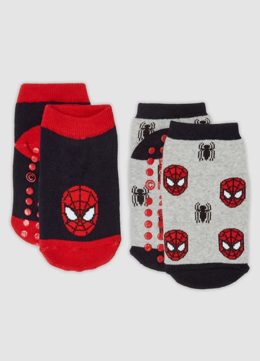 Bipack calze antiscivolo in cotone organico elasticizzato a tema MARVEL Spider-Man