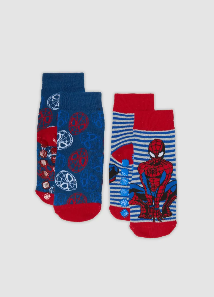 Bipack calze antiscivolo in cotone organico elasticizzato a tema MARVEL Spider-Man