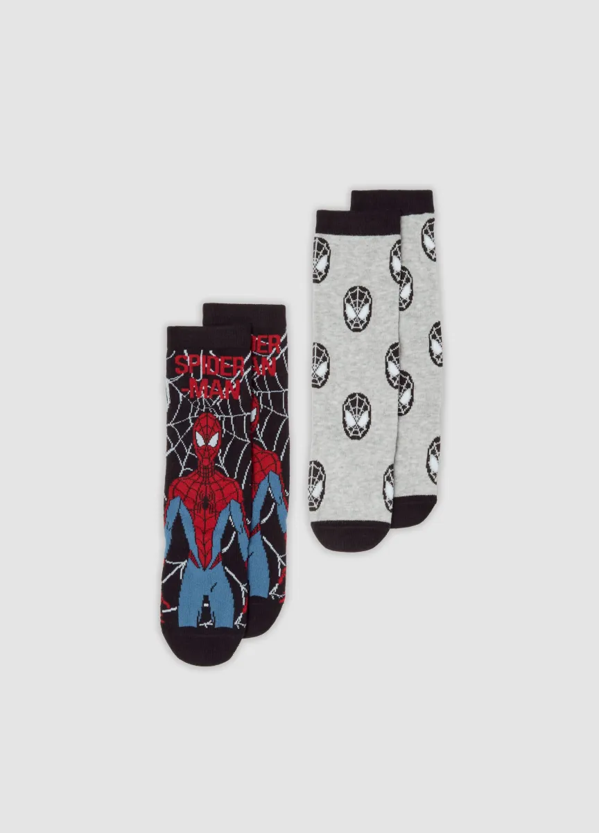 Bipack calze lunghe in cotone organico elasticizzato a tema MARVEL Spider-Man