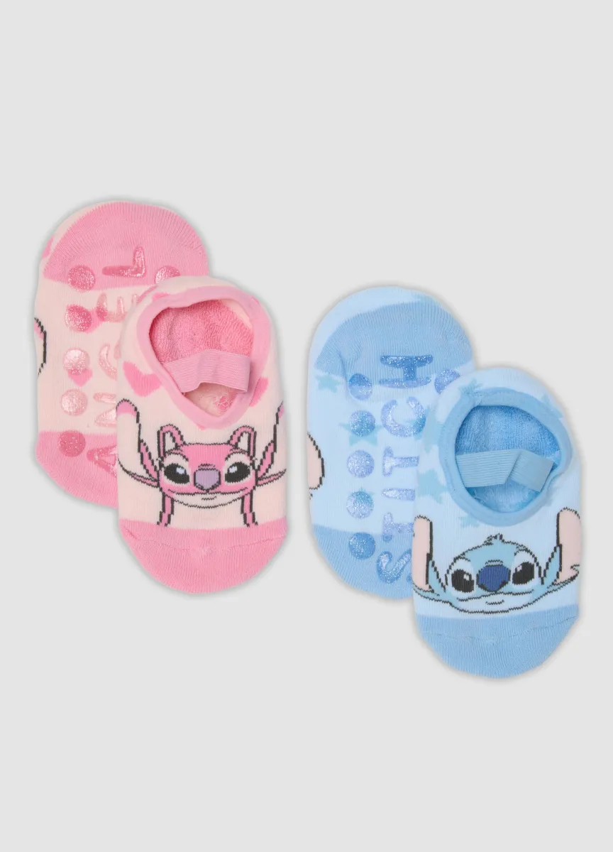Bipack calze multicolor con stampa Lilo & Stitch in cotone organico elasticizzato