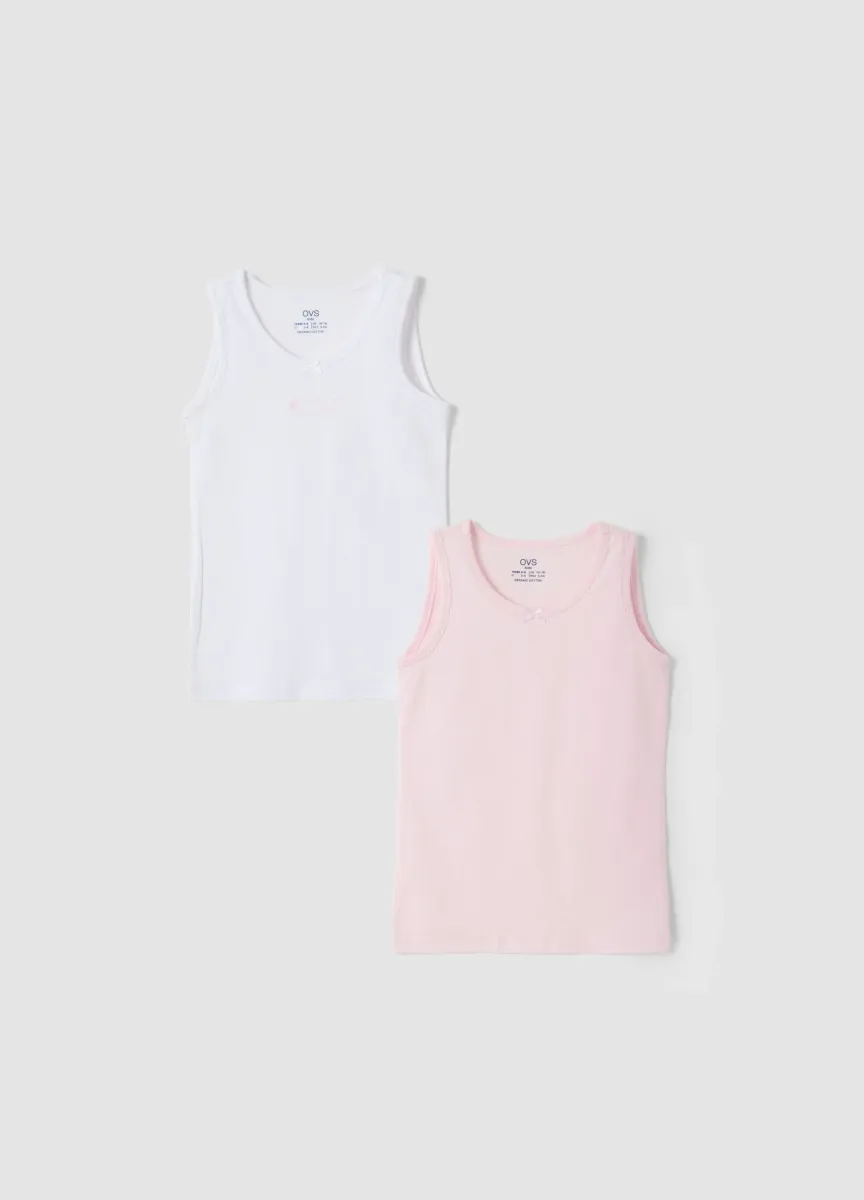 Bipack canotte rosa e bianco in puro cotone organico girocollo