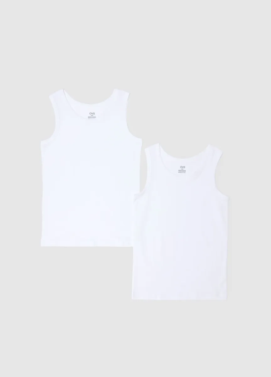 Bipack canottiere in cotone elasticizzato bianco da ragazzo regular fit