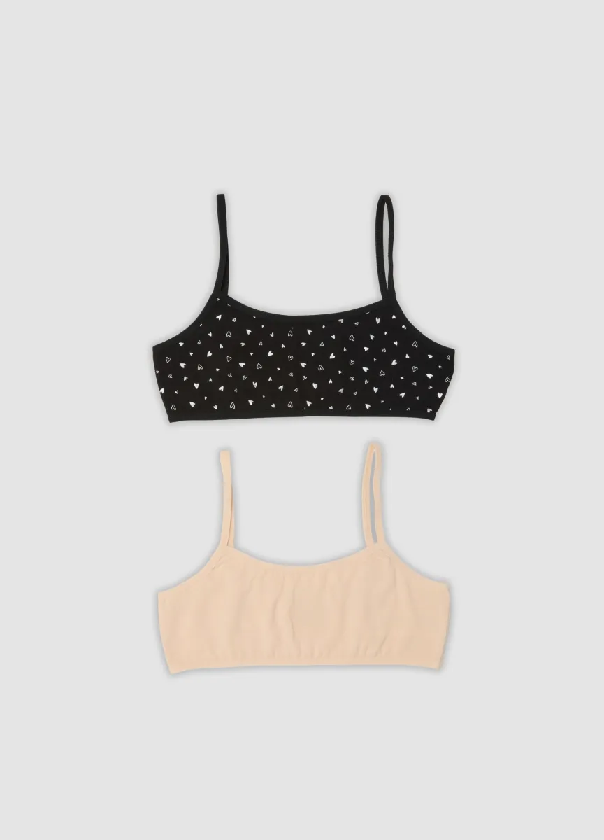 Bipack di bralette multicolor in cotone organico elasticizzato per ragazza