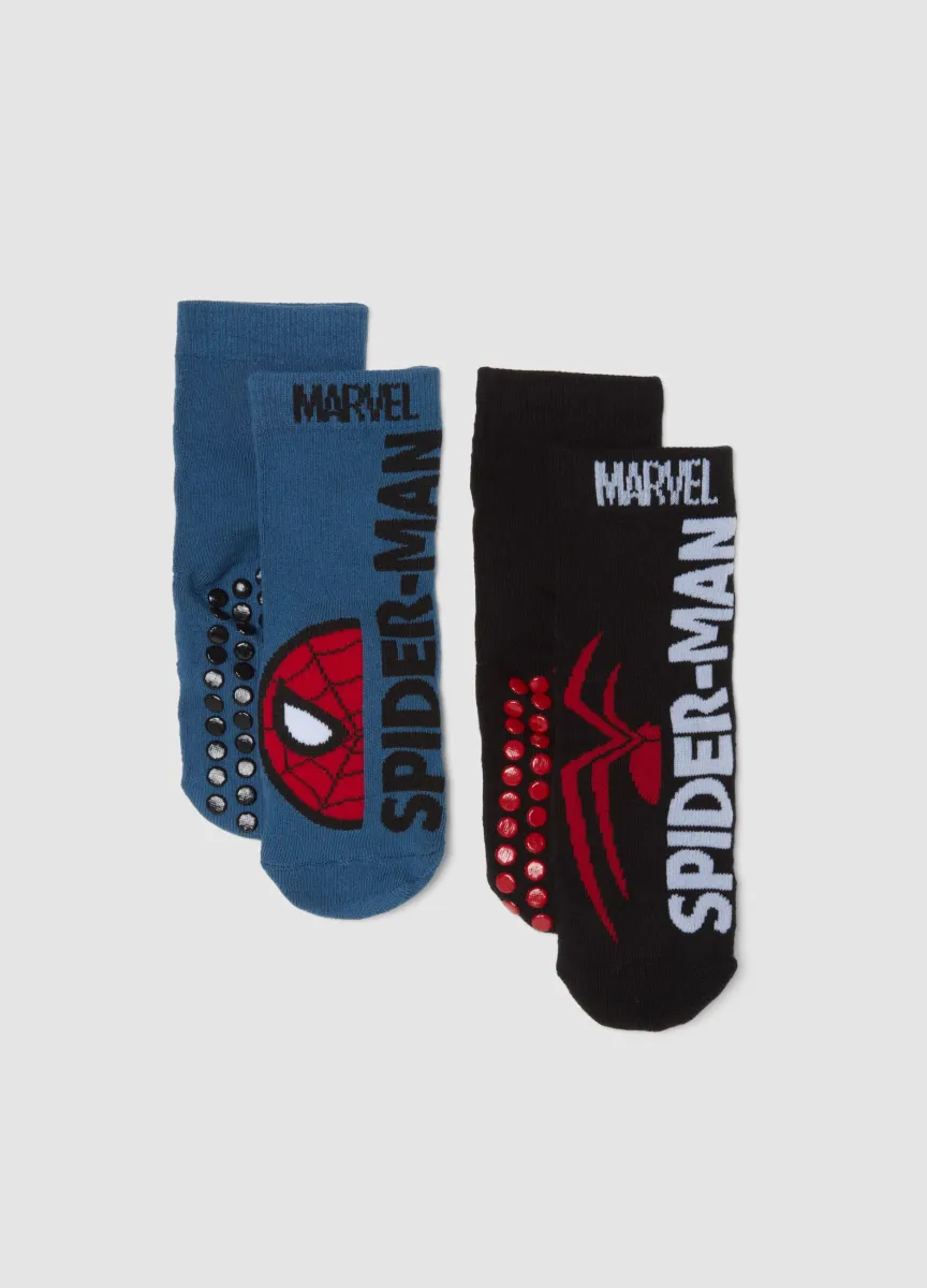 Bipack di calze antiscivolo blu in cotone organico elasticizzato Marvel Spider-Man