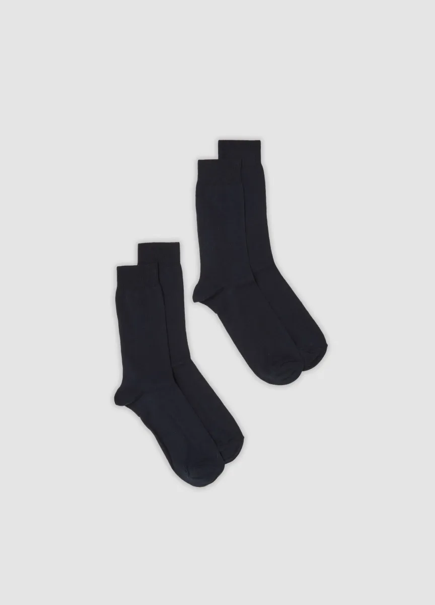 Bipack di calze corte blu in cotone elasticizzato