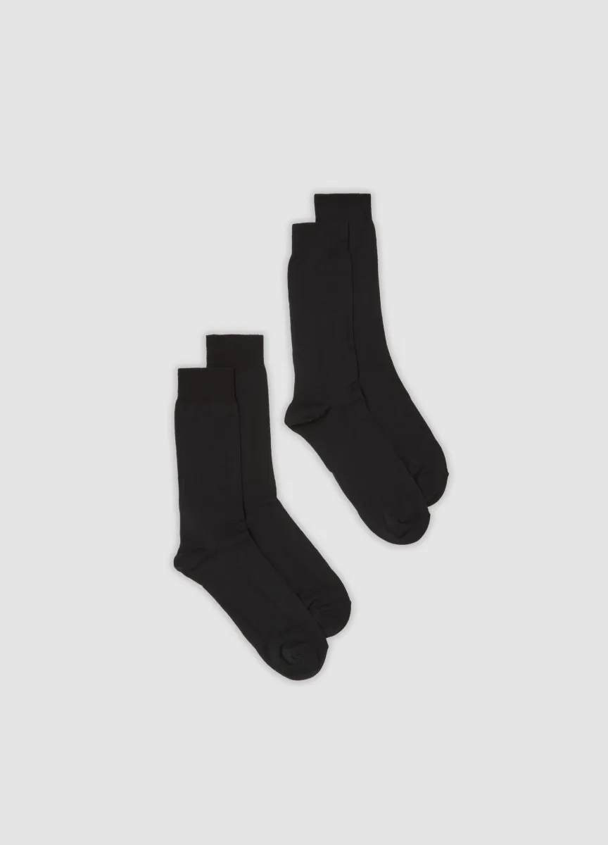 Bipack di calze corte nere in cotone elasticizzato