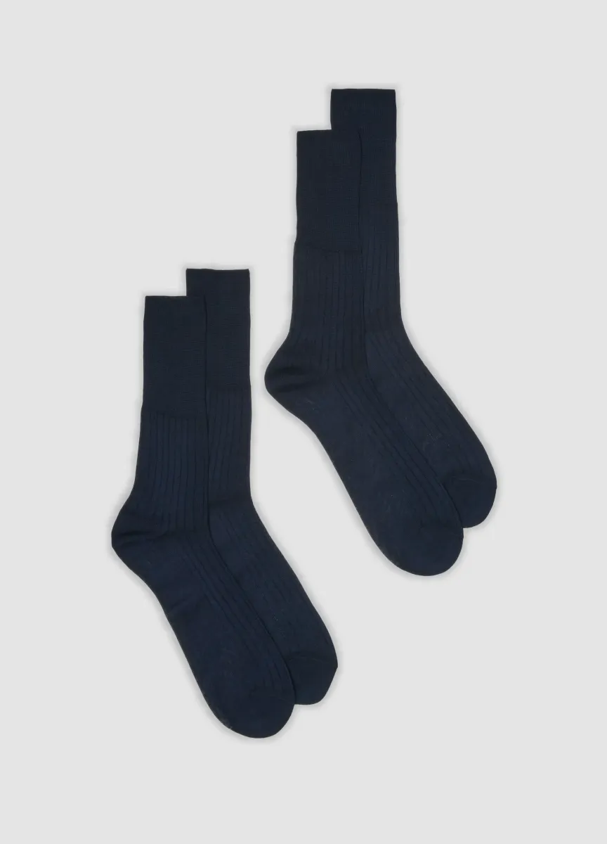 Bipack di calze midi blu in puro cotone