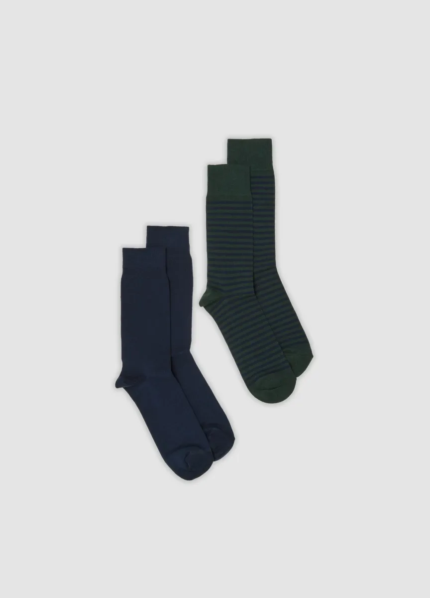 Bipack di calze midi multicolor in cotone elasticizzato