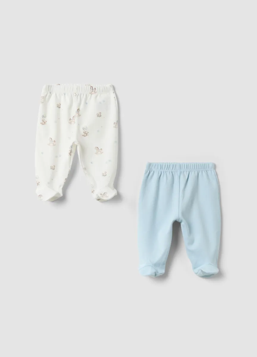 Bipack di leggings azzurro e bianco in cotone organico