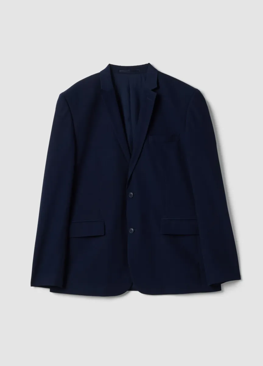 Blazer blu slim fit foderato con rever classici