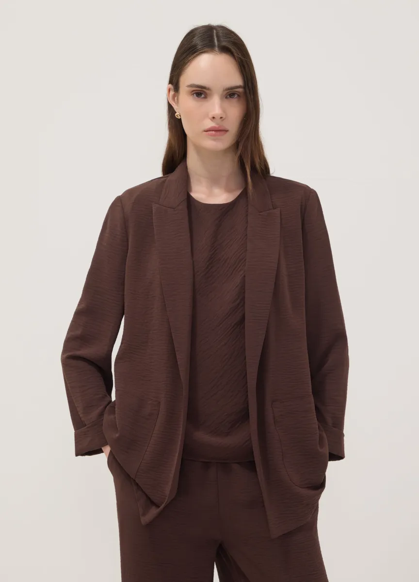 Blazer marrone regular fit con rever classico
