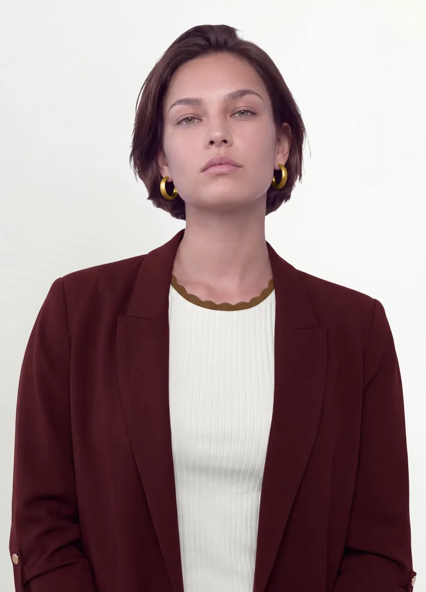 Blazer rosso regular fit foderato con rever classico