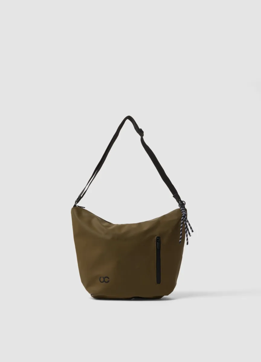 Borsa verde a spalla con tracolla regolabile